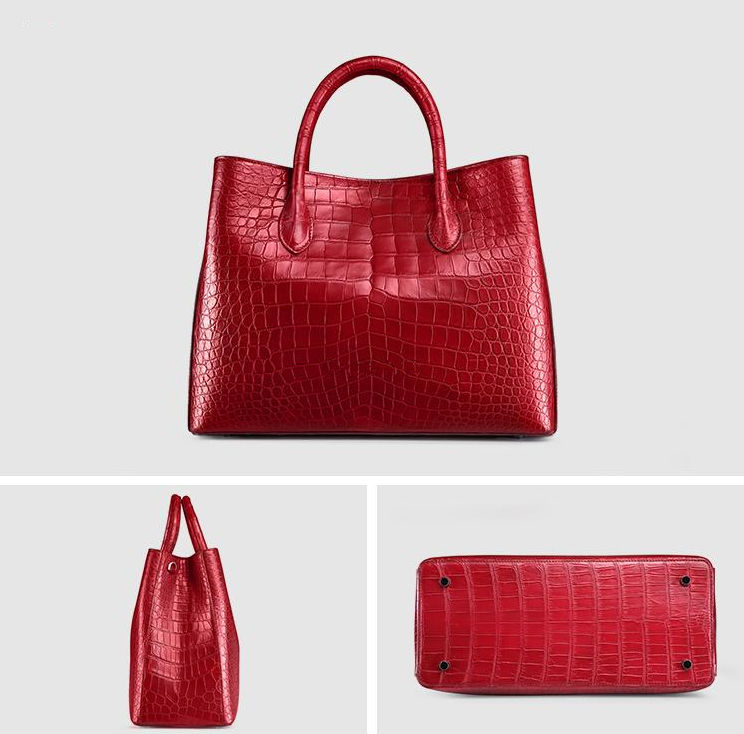 Big New Women Shoulder Bags Alligator Ladies Leather Bags Casual women  zipper handbags Famous Brands Totes black red colors