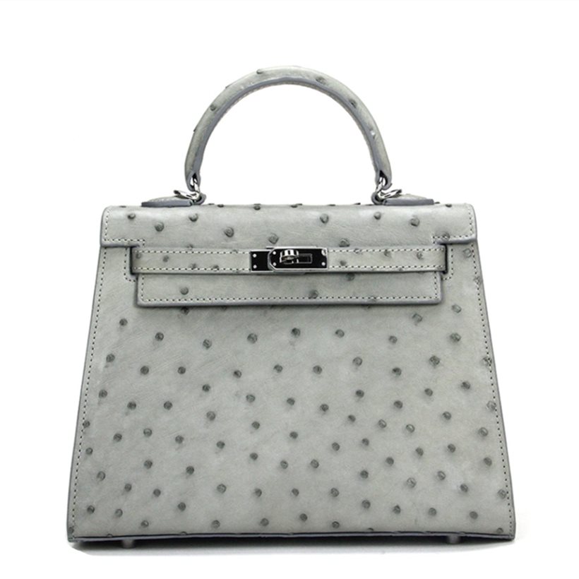 Anele | Ostrich leather handbag – grey