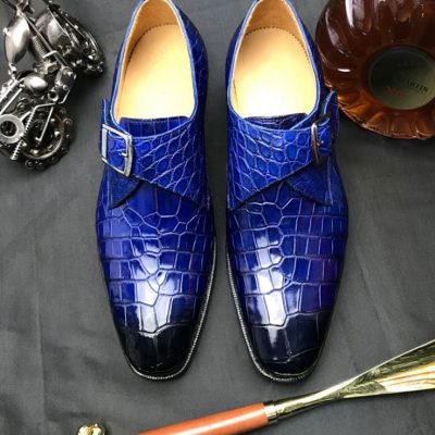 Formal Business Comfortable Alligator Skin Single Monk Strap Shoes For Men