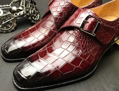 Formal Business Comfortable Alligator Skin Single Monk Strap Shoes For Men