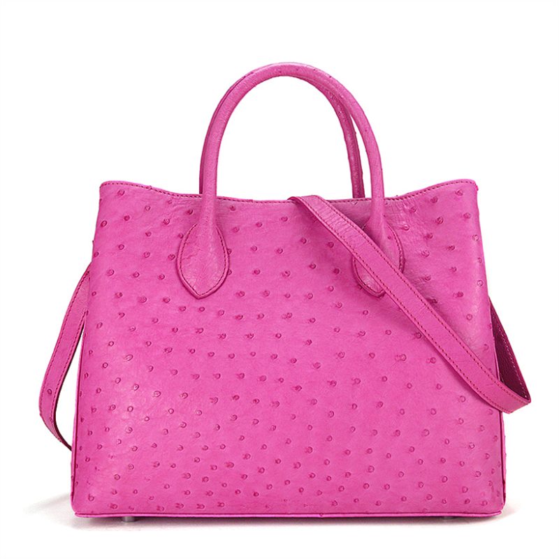Size 25 Red/Purple Genuine Body Ostrich Leather Ladies Women Bag Handbag