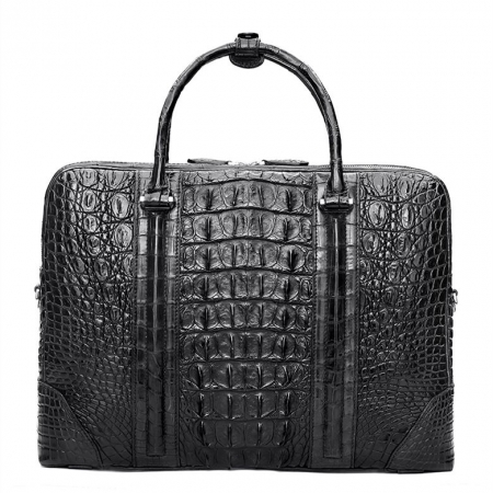 Handmade Classic Crocodile Leather Briefcase Laptop Bag Business Bag-Black-Back