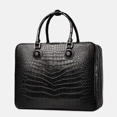 Large Alligator Leather Business Trip Briefcase for Men