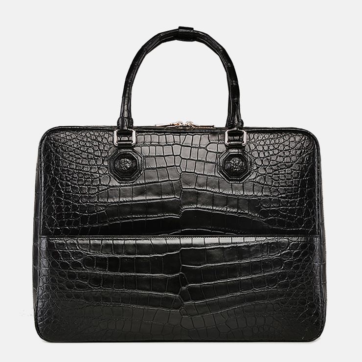 60CM Black Genuine Crocodile,Alligator Leather Skin Men Bag,Travel