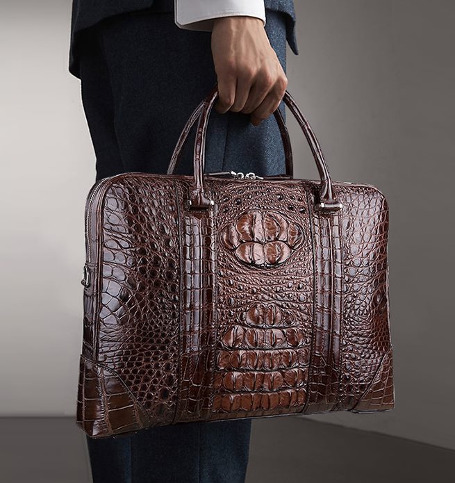 100% genuine crocodile leather skin briefcase men laptop bag