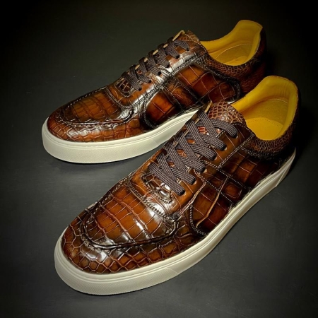 Alligator Leather Shoes Alligator Leather Lace Up Sneakers