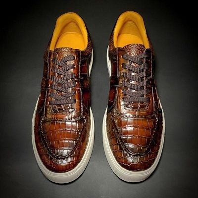 Alligator Leather Shoes Alligator Leather Lace Up Sneakers-Upper