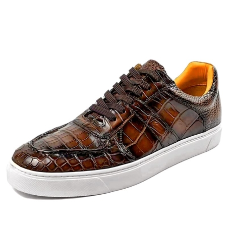 Alligator Leather Shoes Alligator Leather Lace Up Sneakers for Men