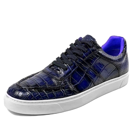 Alligator Leather Shoes Alligator Leather Lace Up Sneakers for Men-Blue