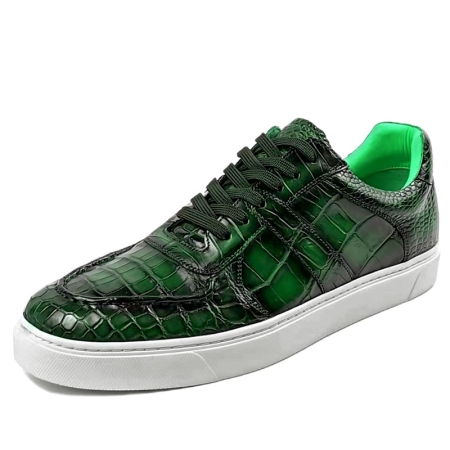 Alligator Leather Shoes Alligator Leather Lace Up Sneakers for Men-Green
