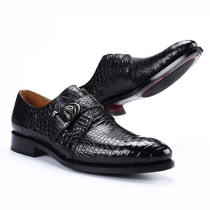 Alligator Leather Single Monk Strap Dress Shoes Oxford Formal Business ...