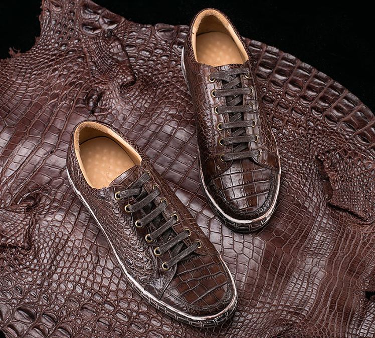 Men's Italian Leather Raised Crocodile Sneakers – welford