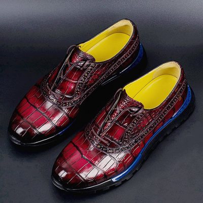 Alligator Leather Walking Sneakers Lightweight Running Shoes