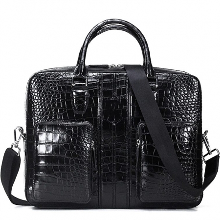 Alligator Messenger Bag Shoulder Bag Business Briefcase for Men-Black