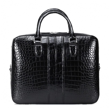 Alligator Messenger Bag Shoulder Bag Business Briefcase for Men-Black-Back