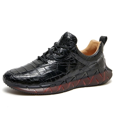 Authentic Real Crocodile Skin Male Casual Vulcanized Sneakers Genuine  Alligator Leather Men's Black Lace-up Footwear Flats Shoes