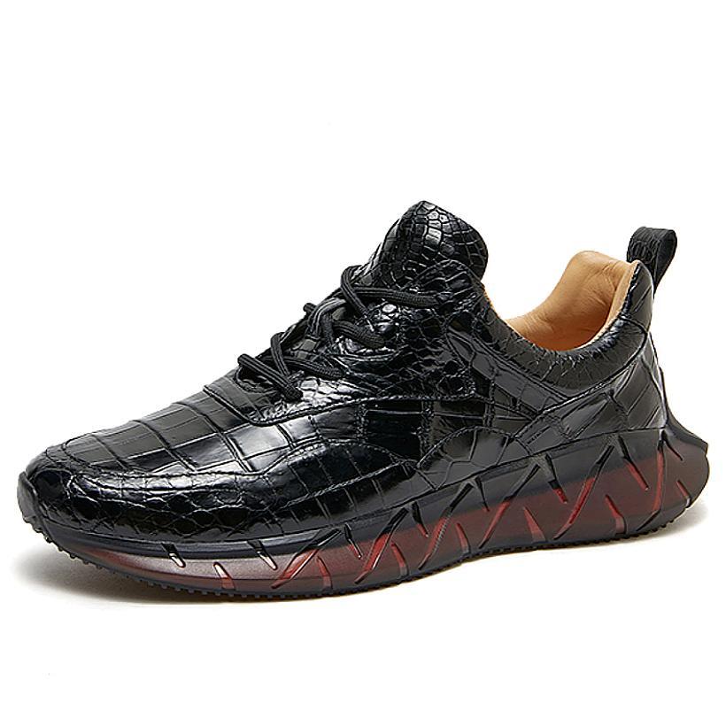 Casual Alligator Leather Lace-Up Sneaker
