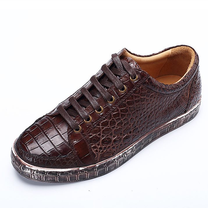 Men's Italian Leather Raised Crocodile Sneakers – welford