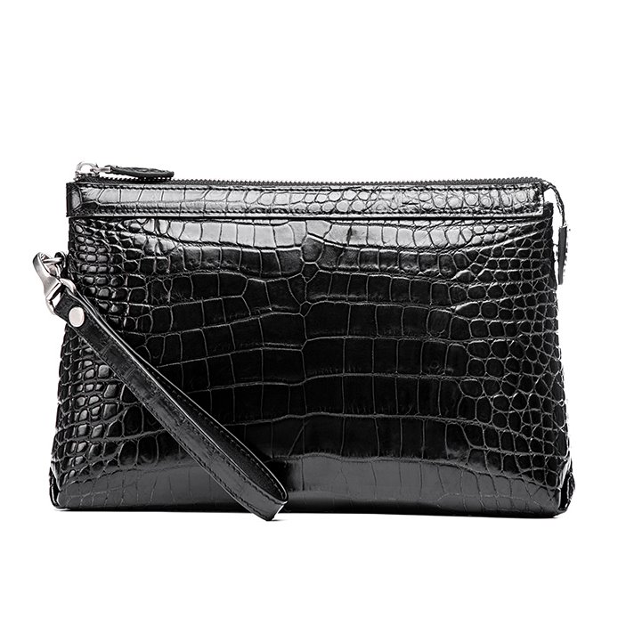 Mens Genuine Alligator Skin Big Clutch Bag Wristlet Handbag Organizer Wallet