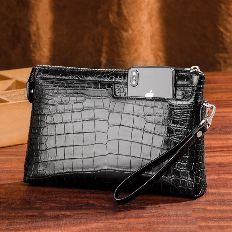 Designer Alligator Leather Large Wallet With Strap Wristlet Clutch Bag for  Men