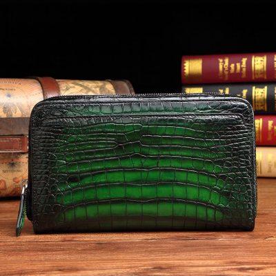 Green Genuine Crocodile Alligator Leather Skin Bifold Wallet for Men,  Leather Wallet Men, Handmade Leather Wallet