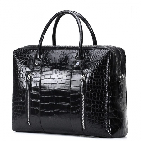 Shiny Black Alligator Briefcase Messenger Bag Business Office Bag