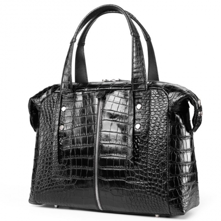 Unisex Alligator Leather Briefcase, Alligator Shoulder Handbag-Front