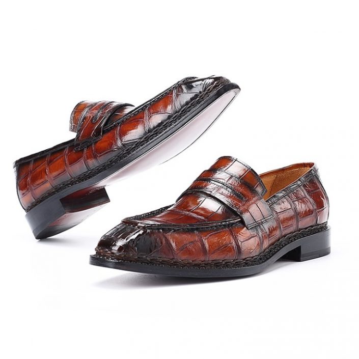 Men's Alligator Leather Loafers Shoes Slip-On Dress Shoes