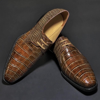Men's Vintage Crocodile Skin Pattern Slip on Moccasin Shoes