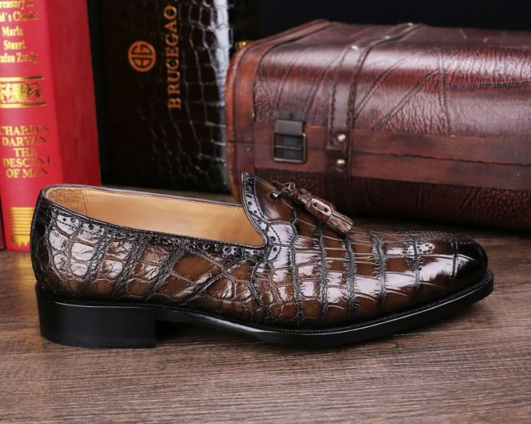 Classic Alligator Leather Tassel Loafer Comfortable Slip-On Dress Shoes