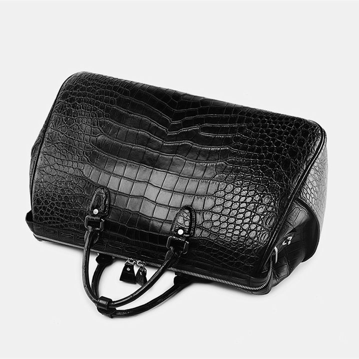 Kendall Conrad Crocodile Duffel Bag Black Extra Large Shoulder Bag