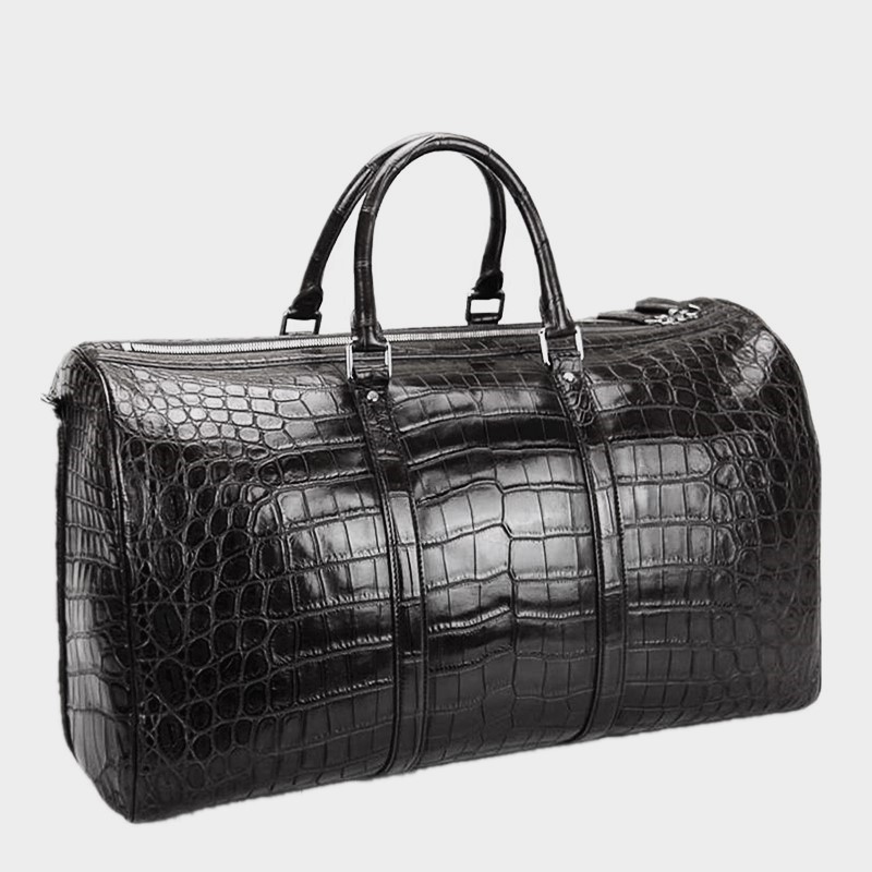 60CM Black Genuine Crocodile,Alligator Leather Skin Men Bag,Travel Bag,duffel