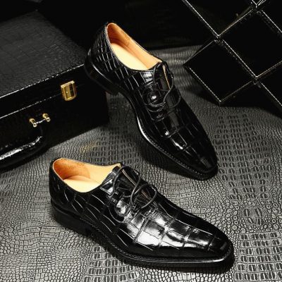 Handcrafted Genuine Alligator Leather Mens Classic Wholecut Oxford Shoes