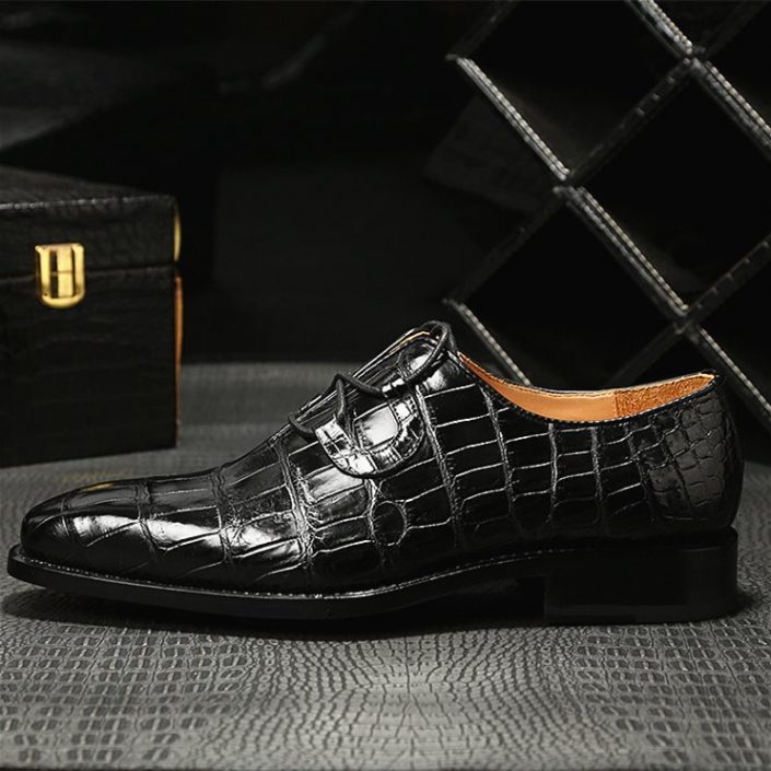 Handcrafted Genuine Alligator Leather Mens Classic Wholecut Oxford Shoes