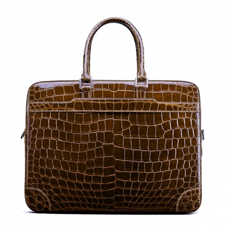 Luxury Alligator Briefcase Laptop Shoulder Bag Business Bag for Men-Brown