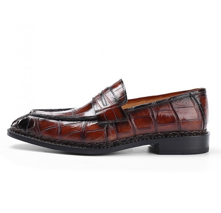 Men's Alligator Leather Loafers Shoes Slip-On Dress Shoes