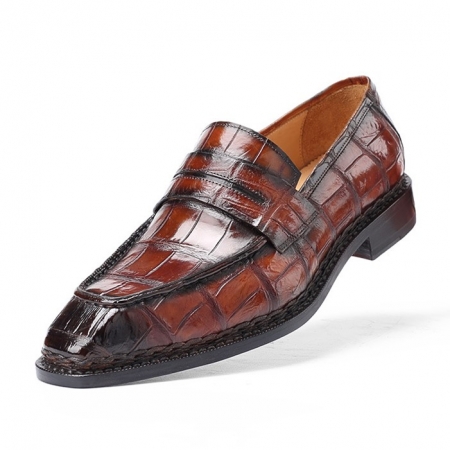 Men's Alligator Leather Loafers Shoes Slip-On Dress Shoes-Upper