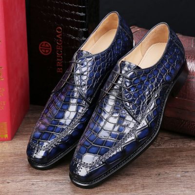 Authentic Real Crocodile Belly Skin 100% Hand Stitched Men Lace-up Dress  Oxfords Genuine Alligator Leather Male Dark Gray Shoes