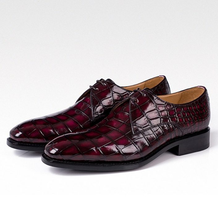 Men's Handmade Alligator Leather Modern Classic Lace-up Dress Derby Shoes