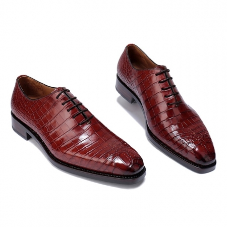 Formal Alligator Oxford Alligator Leather Dress Shoes for Men-Burgundy
