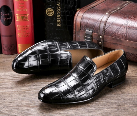 Handcrafted Men's Alligator Skin Slip-on Loafers Classic Business Shoes-Upper