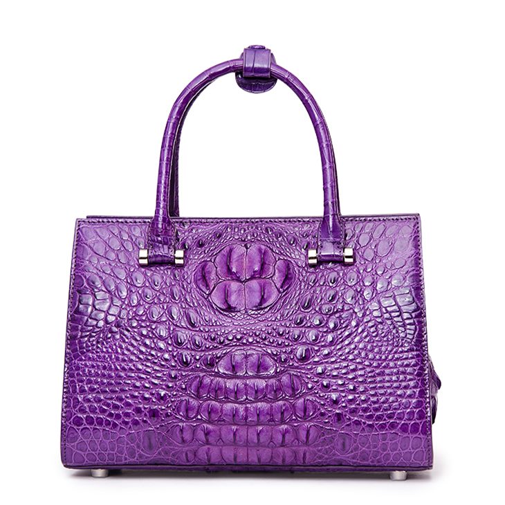 SHEIN Crocodile Skin Purple Small Leather Shoulder Baguette Bag