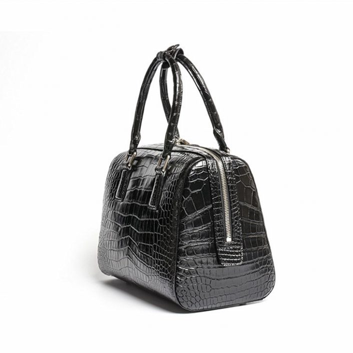 Classic Alligator Leather Barrel Handbag Top-Handle Bag Purse for Women