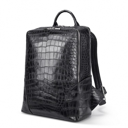 Genuine Alligator Leather Backpack Business Travel Daypack for Men-Micro Side