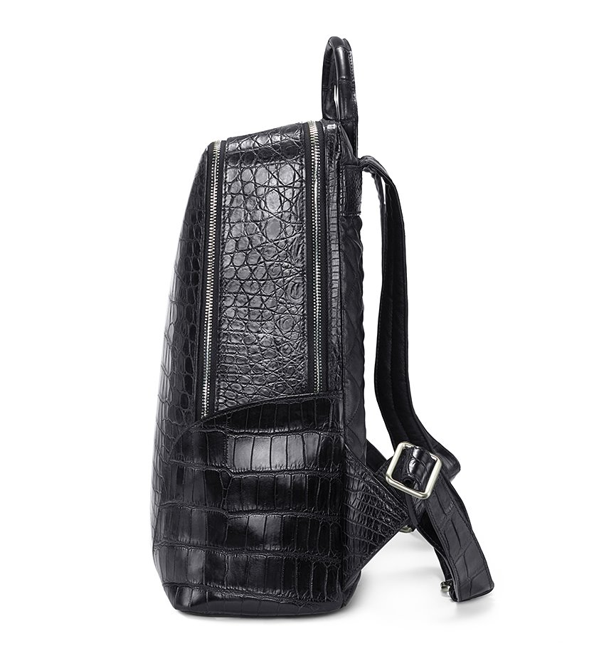 Men's Genuine Crocodile Skin Backpack, Casual Travel Bag Extra
