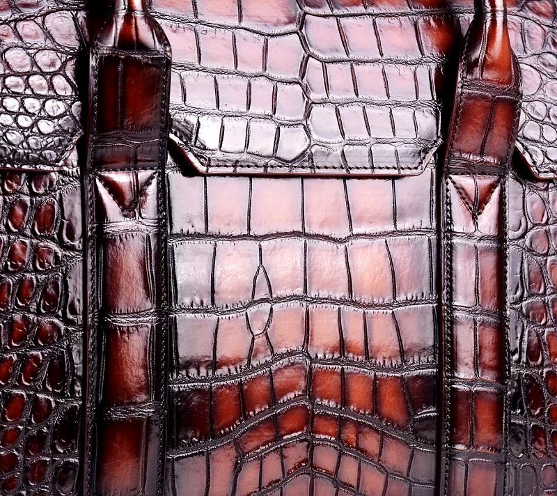 Men Spectacular Alligator Crocodile Pattern Messenger Genuine Leather - Leather  Skin Shop