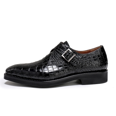 Alligator Monk Strap Slip-On Loafer Formal Business Dress Shoes