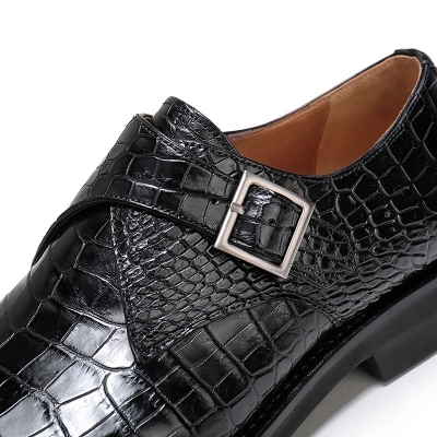 Alligator Monk Strap Slip-On Loafer Formal Business Dress Shoes