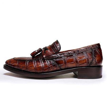 Handcrafted Mens Alligator Tassel Loafer Slip-On Shoes-Side-1