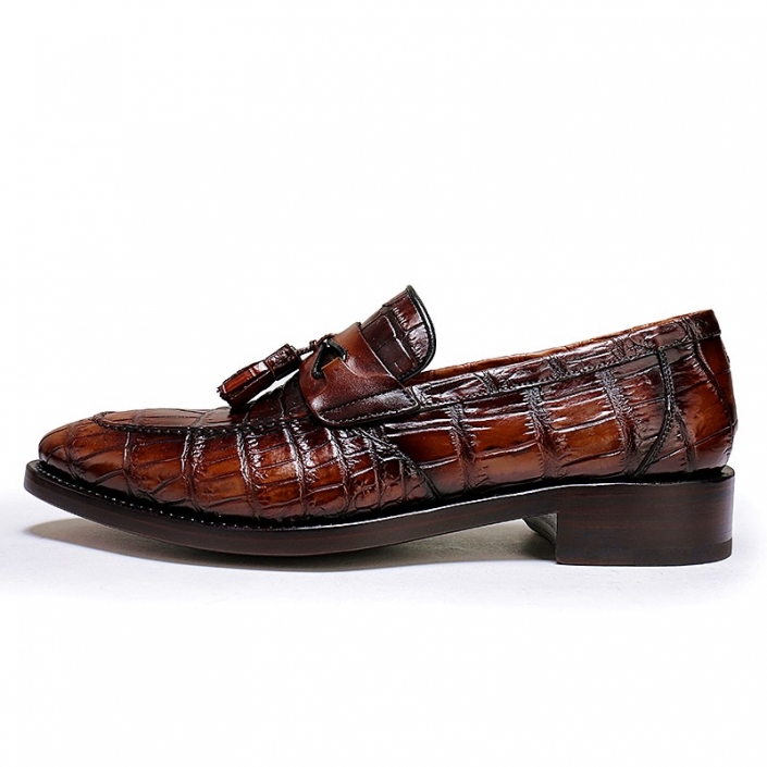 Handcrafted Mens Alligator Tassel Loafer Slip-On Shoes